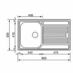 CM Zenith 86x50 1V Lavello ad incasso Rettangolare Acciaio inox