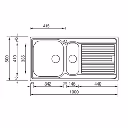 CM Zenith 100x50 2V, Lavello ad incasso, Rettangolare, Acciaio inox, Acciaio inox, 2 ciotole, Rettangolare