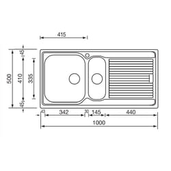CM Zenith 100x50 2V Lavello ad incasso Rettangolare Acciaio inox