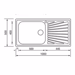 CM cometa 100 x 50 1V Lavello ad incasso Rettangolare Acciaio inox