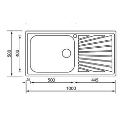 CM cometa 100 x 50 1V Lavello ad incasso Rettangolare Acciaio inox
