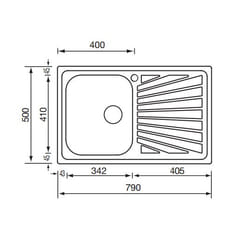 CM cometa 79 x 50 1V Lavello ad incasso Rettangolare Acciaio inox