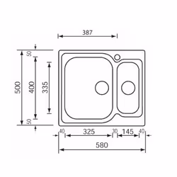 CM Matico 58 x 50 2V Lavello ad incasso Quadrato Acciaio inox