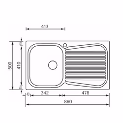 CM Matico 86 x 50 1V Lavello ad incasso Rettangolare Acciaio inox - Vista aggiuntiva 2