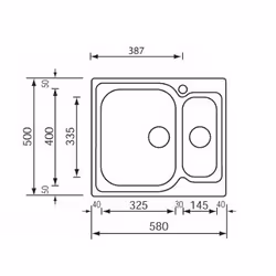CM Matico 58 x 50 2V Lavello ad incasso Quadrato Acciaio inox