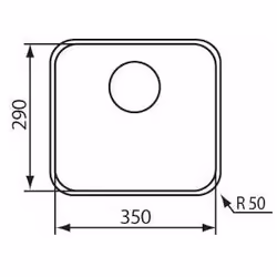 CM cinzia 35 x 29 R50 Lavello sottopiano Rettangolare Acciaio inox