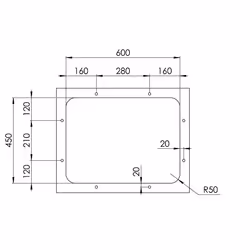 CM cinzia 60 x 45 R50 Lavello sottopiano Rettangolare Acciaio inox