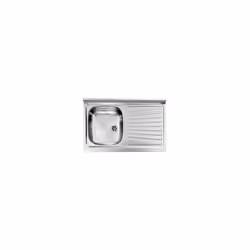 Lavello serie "MONDIAL", cm 80X50, una vasca sinistra e gocciolatoio, foro 2", incasso appoggio, acciaio inox AISI 304-18/10. ...
