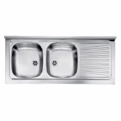CM mondial 120 x 50 2V, Lavello ad incasso, Rettangolare, Acciaio inox, Acciaio inox, 2 ciotole, Rettangolare