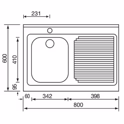 CM Rossana 80x60 1V Lavello ad incasso Rettangolare Acciaio inox