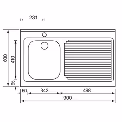 CM Rossana 90x60 1V Lavello ad incasso Rettangolare Acciaio inox