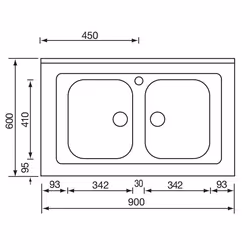 CM Rossana 90x60 2V Lavello ad incasso Rettangolare Acciaio inox