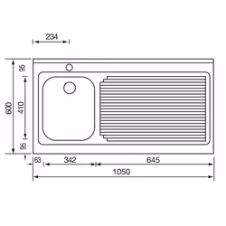 CM Rossana 105x60 1V Lavello ad incasso Rettangolare Acciaio inox