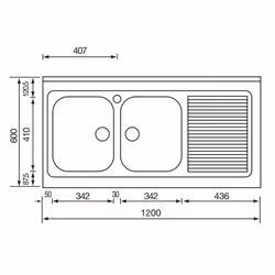 CM Rossana 120x60 2V Lavello ad incasso Rettangolare Acciaio inox