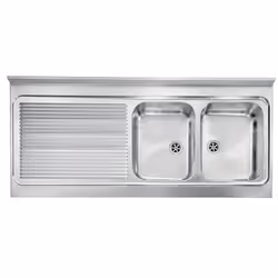 CM Rossana 135x60 2V, Lavello ad incasso, Rettangolare, Acciaio inox, Acciaio inox, 2 ciotole, Rettangolare