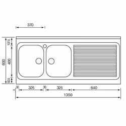 CM Rossana 135x60 2V Lavello ad incasso Rettangolare Acciaio inox