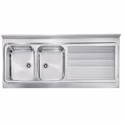 CM Rossana 135x60 2V, Lavello ad incasso, Rettangolare, Acciaio inox, Acciaio inox, 2 ciotole, Rettangolare