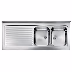 CM Rossana 150x60 2V, Lavello ad incasso, Rettangolare, Acciaio inox, Acciaio inox, 2 ciotole, Rettangolare