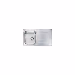 Lavello serie "Como" cm 86x50 vasca destra e gocciolatoio, foro 3", incasso standard, foro incasso cm 83,5 x 47,5 , acciaio i ...