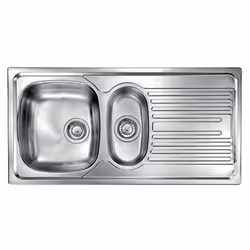 CM Atlantic 100x50 2V, Lavello ad incasso, Rettangolare, Acciaio inox, Acciaio inox, 2 ciotole, Rettangolare