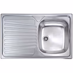 CM Mondial 79 x 50 1V, Lavello ad incasso, Rettangolare, Acciaio inox, Acciaio inox, 1 ciotole, Rettangolare