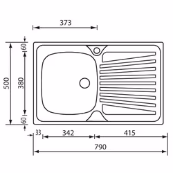 CM Mondial 79 x 50 1V Lavello ad incasso Rettangolare Acciaio inox