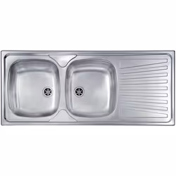 CM Mondial 116 x 50 2V, Lavello ad incasso, Rettangolare, Acciaio inox, Acciaio inox, 2 ciotole, Rettangolare