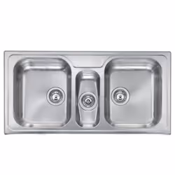 CM 011646XCSSP, Lavello ad incasso, Rettangolare, Acciaio inox, Acciaio inox, 3 ciotole, Quadrato