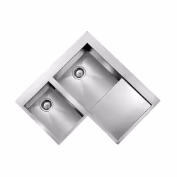 Lavello serie "FILOQUADRA MIX", cm 83X83, due vasche destre e gocciolatoio, foro 3", incasso slim, foro incasso: vedere schem ...