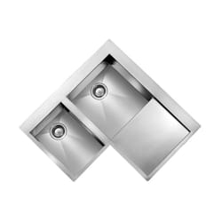 Lavello filoquadra mix ad angolo 2 vasche destre+ gocciolatoio acciaio inox
