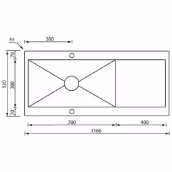 CM revers 116 x 52 1V Lavello ad incasso Rettangolare Acciaio inox