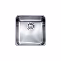 Lavello serie "CINZIA", cm 40x40 R60, una vasca, foro 3", incasso sottotop, foro incasso: vedere schema , acciaio inox AISI 3 ...