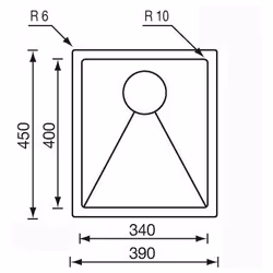 CM filoraggiato 39 x 45 Lavello montato su piano Rettangolare Acciaio inox - Vista aggiuntiva 2