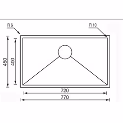 CM filoraggiato 77 x 45 Lavello montato su piano Rettangolare Acciaio inox