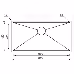 CM filoquadra 85 x 45 Lavello ad incasso Rettangolare Acciaio inox