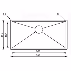 CM filoquadra 85 x 45 Lavello montato su piano Rettangolare Acciaio inox