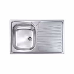 Lavello serie "Mondial" cm 79x50 vasca destra e gocciolatoio, foro 3", incasso standard, foro incasso cm 77,0 x 48,0 , acciai ...
