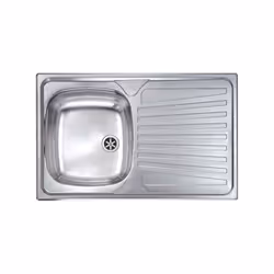Lavello serie "Mondial" cm 79x50 vasca sinistra e gocciolatoio, foro 3", incasso standard, foro incasso cm 77,0 x 48,0 , acci ...