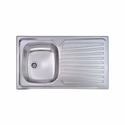 Lavello serie "Mondial" cm 86x50 vasca destra e gocciolatoio, foro 3", incasso standard, foro incasso cm 83,5 x 47,5 , acciai ...