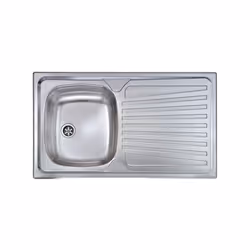 Lavello serie "Mondial" cm 86x50 vasca sinistra e gocciolatoio, foro 3", incasso standard, foro incasso cm 83,5 x 47,5 , acci ...