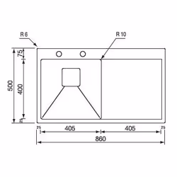 CM batìk 86 x 50 1V Lavello montato su piano Rettangolare Acciaio inox - Vista aggiuntiva 2