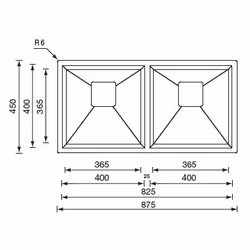 CM glamour 87,5 x 45 2V Lavello sottopiano Rettangolare Acciaio inox - Vista aggiuntiva 2
