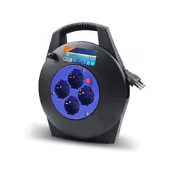 BES - Avvolgicavo Elettrico Prolunga Elettrica 8 Metri 4 Prese Polivalenti Schuko + 10A/16A Spina 16A