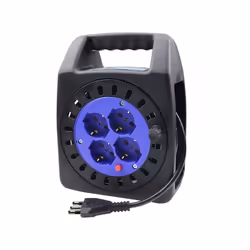 Prolunga Elettrica con Avvolgicavo 15 metri con Interruttore di Protezione 4 prese polivalenti 2P+T (Schuko + 10/16A) Spina 1 ...