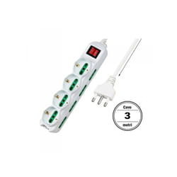 Extrastar - Multipresa Ciabatta Elettrica Cavo 1,5M Con 12 Posti 4 Prese Schuko 10/16A + 8 Prese Bipasso 2P+T 10/16A Interruttore