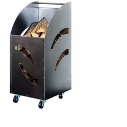 601 - carrello portalegna H80 Cm in ferro battuto con ruote tank 601