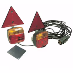 Kit luci posteriori supplementari per carrello appendice e rimorchi AMA CARATTERISTICHE: Magnetico 12V Triangoli 7,5m/2,5m La ...
