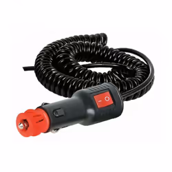 Cavo spiralato con spina accendisigari e interruttore on/off. Cavo con sezione 0,2 mm² e lunghezza massima 3,5 metri. Confezi ...
