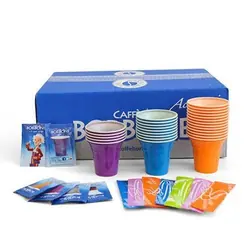 Kit Accessori 100 Carta - Bicchieri in Carta, Bustine di Zucchero Bianco, Palettine