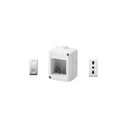 GEWISS - DY01005 Contenitore per apparecchi 27 Combi protetto 2 Posti grigio RAL 7035 IP40 con Nr. 1 Presa Bivalente bianca, Nr. 1 Interruttore bianco